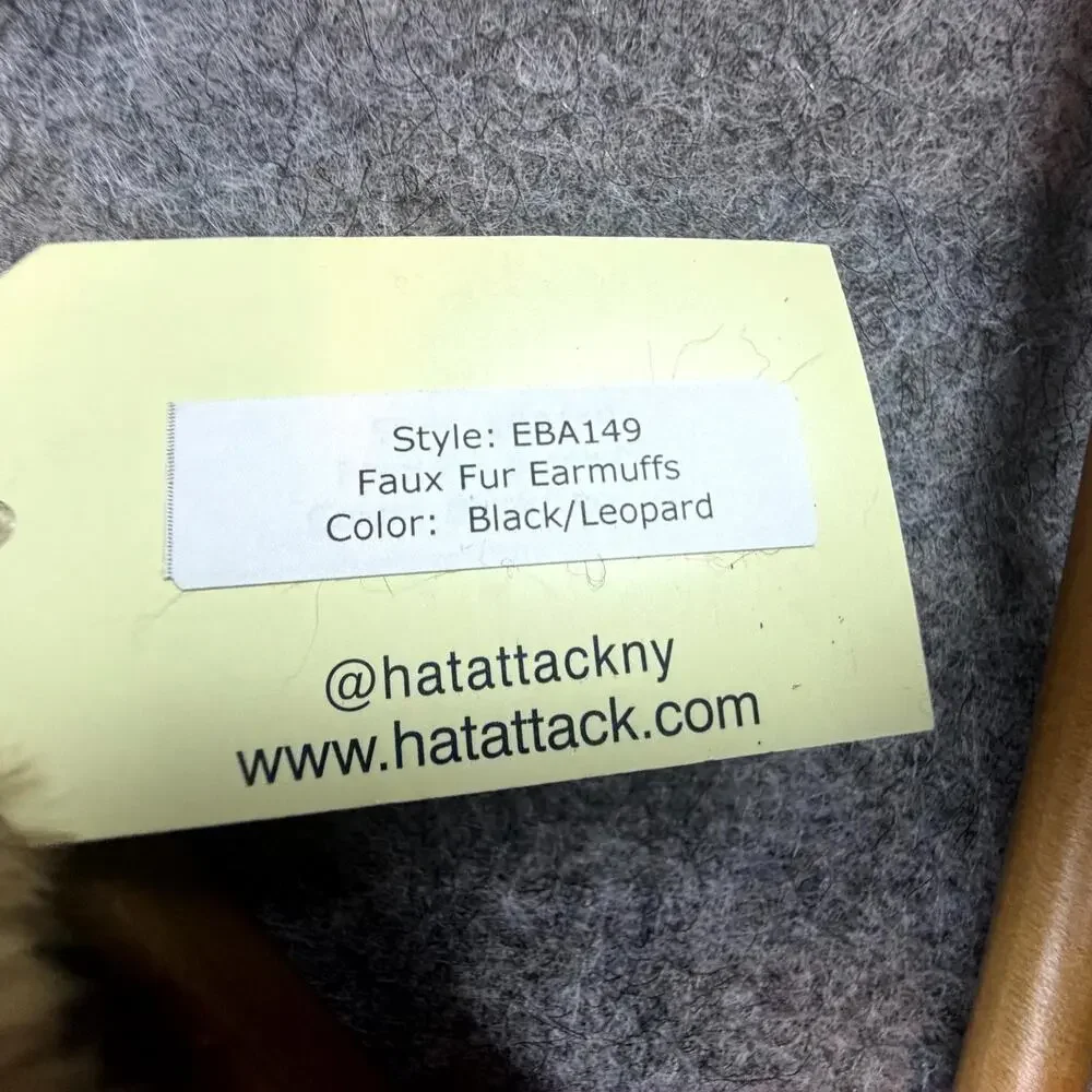 Hat Attack Faux Fur Earmuffs Womens One Size Black Brown Leopard Print‎ Cute